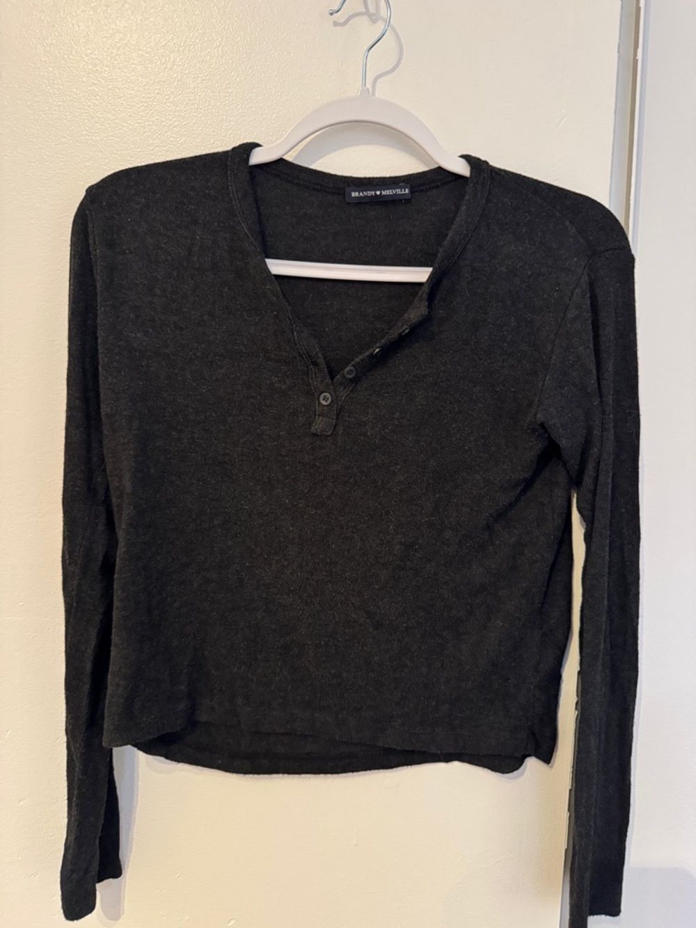 Brandy Melville Dark gray Long-Sleeve Henley Shirt